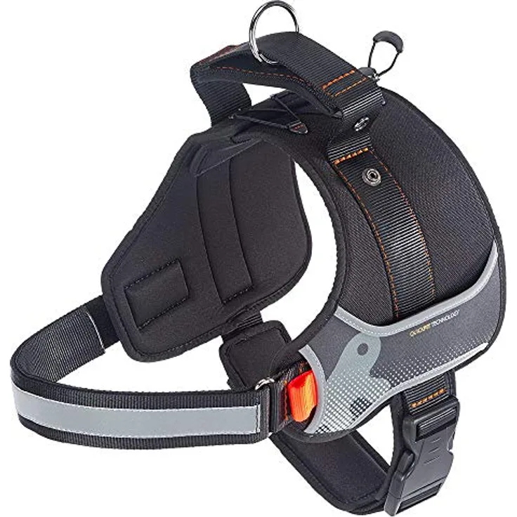 Ferplast Hundegeschirr Hercules EXTRA Large, Gepolstert, Widerstandsfähig, Kratzfest, im Dunkeln Sichtbar, mit Griff, Schwarz