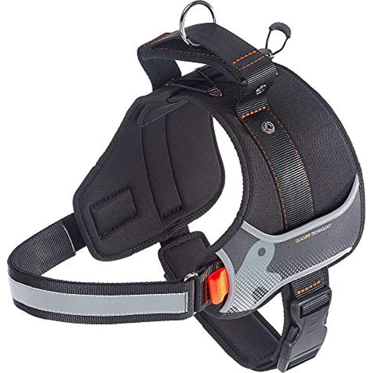 Ferplast Hundegeschirr Hercules EXTRA Large, Gepolstert, Widerstandsfähig, Kratzfest, im Dunkeln Sichtbar, mit Griff, Schwarz – Bild 1