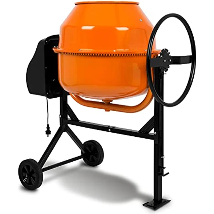EBERTH Betonmischer 160 L Elektrisch, 650W Motor, Stahlgestell, orange/schwarz – Bild 4