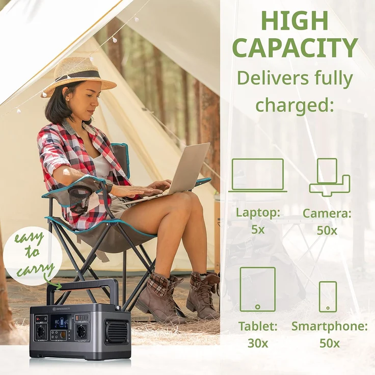 Bresser Mobile Powerstation 500 Watt Power Bank für Teleskope oder andere elektronische Geräte mit 3x USB A, 1x USB C, 4 x 12 Volt DC und 2x 230 Volt Anschluss – Bild 5