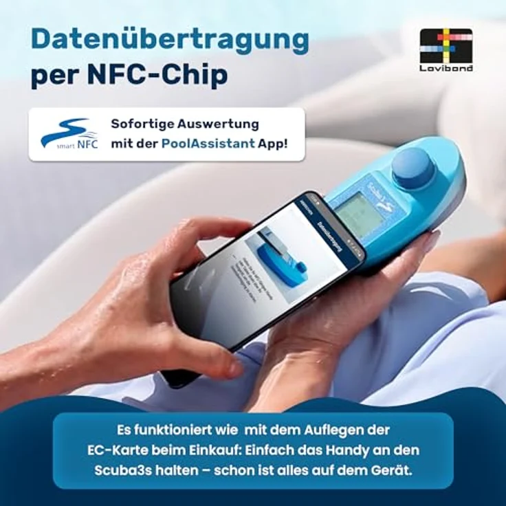 Lovibond Scuba 3s, smarter elektronischer Pooltester mit NFC-Technologie und App-Kompatibilität, speichert bis zu 100 Datensätze – Bild 8