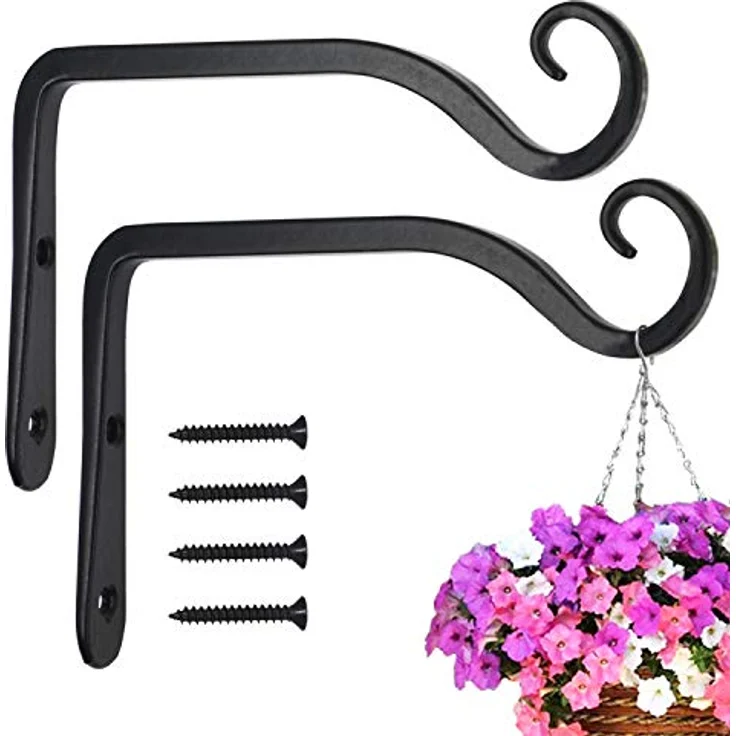 LOOGI Pflanzenhalterung, Blumenampelhalter Eisen Wandhaken, 15 cm zum Aufhängen von Pflanzer, Vogelhäuschen, Laternen, 2 Stücke, rostfrei und robust – Bild 1
