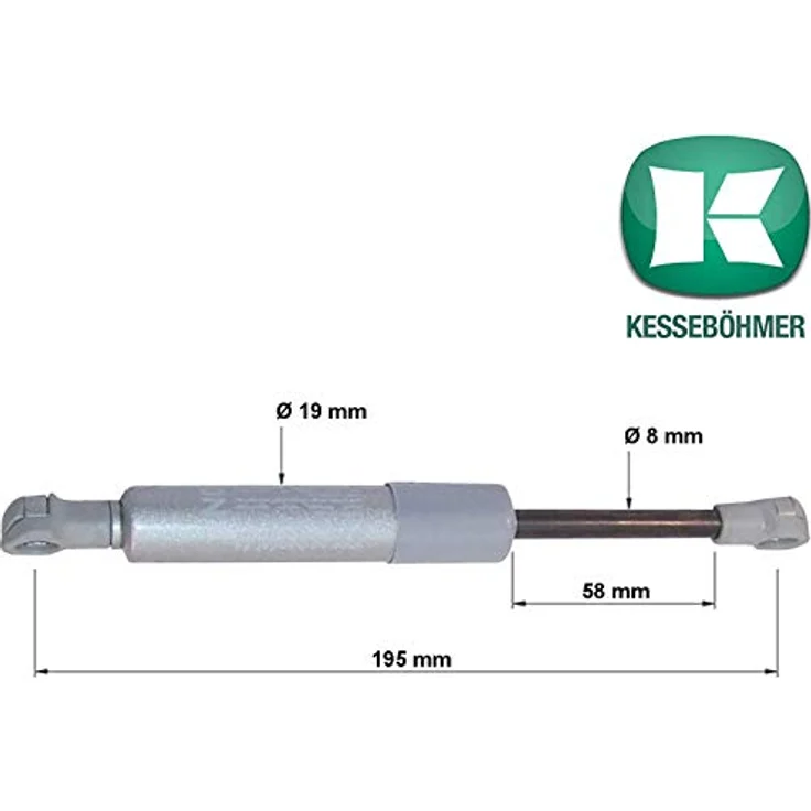 Kesseböhmer Gasdruckfeder 200N, verstärkte Ausführung für HSB Hochschwenkbeschlag, 2er Set mit Montageanleitung – Bild 5