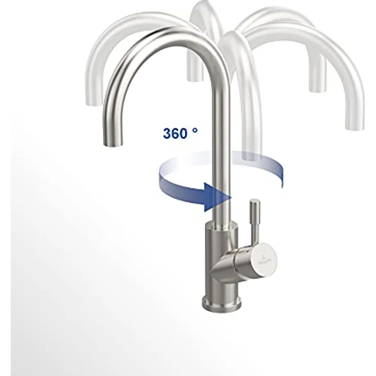 Villeroy & Boch Küchenarmatur 92530003, Edelstahl massiv in Gold, 360° Schwenkbereich, keramische Dichtungen, Durchflussmenge 14,0 l/min – Bild 4