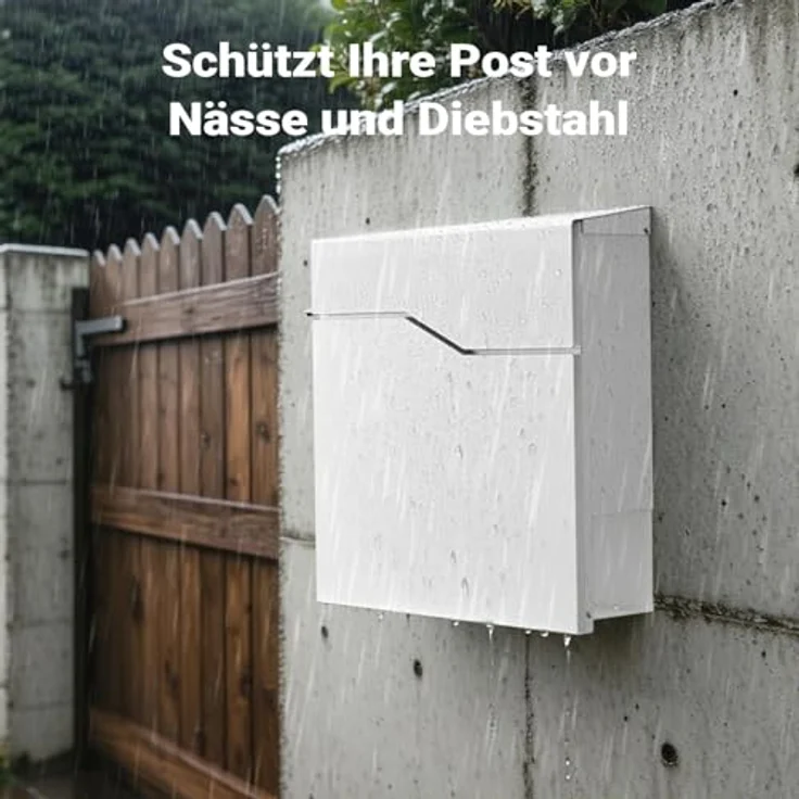 Moderner Design Briefkasten V19 Weiß Wandbriefkasten pulverbeschichtet Zeitungsrolle – Bild 6