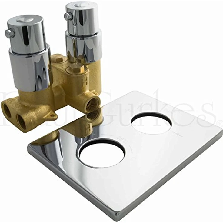 PaulGurkes Thermostat Brausebatterie Unterputz Armatur eckig Duscharmatur aus massivem Messing mit 2-Wege Umsteller – Bild 4