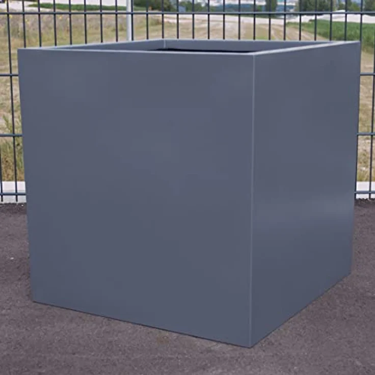 Elegant Einrichten Pflanzkübel Fiberglas quadratisch 50x50x50 cm, anthrazit-metallic, wasserdicht und frostsicher – Bild 3