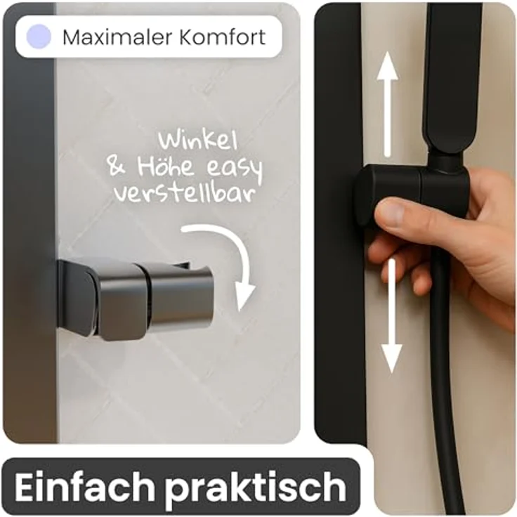 instmaier Cleo Duschstange, 78,5 cm höhenverstellbar, Schwarz, modernes Design, einfache Montage – Bild 3