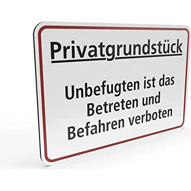 Betriebsausstattung24® Hinweisschild Privatgrundstück - Unbefugten ist das Betreten und Befahren verboten | Querformat 30,0 x 20,0 cm | 2mm (Aluminium Verbundplatte, Weiß) – Bild 1
