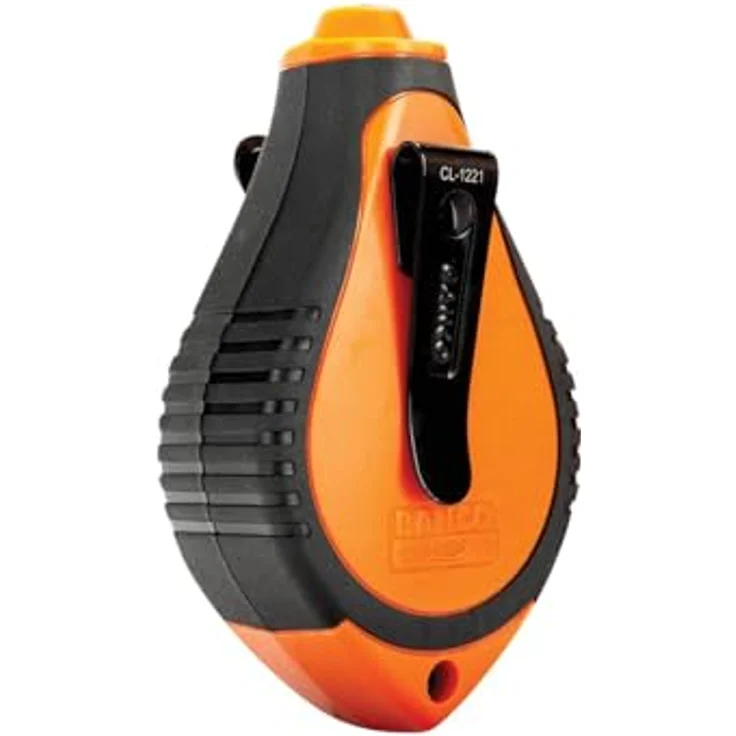 Bahco CL-1221 Lotlineal, robuste Schlagschnur mit schneller Rückspulgeschwindigkeit und 50 g Kreidefassungsvermögen, orange – Bild 4