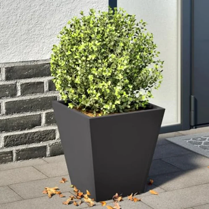 vidaXL Pflanzkübel 2 STK. Schwarz 30x30x30 Stahl - Robuster Blumenkübel aus rostbeständigem Stahl – Bild 2