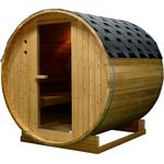 Sanotechnik Fasssauna »TROMSÖ L«, 3,8 mm, geeignet für 4 Personen, Fichetnholz, Gartensauna
