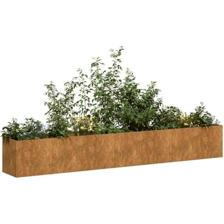 vidaXL Pflanzkübel Rostig 280x40x40 cm Wetterfester Stahl, Garten-Garten-Pflanzkübel, Hochbeet - in markantem Braun – Bild 2