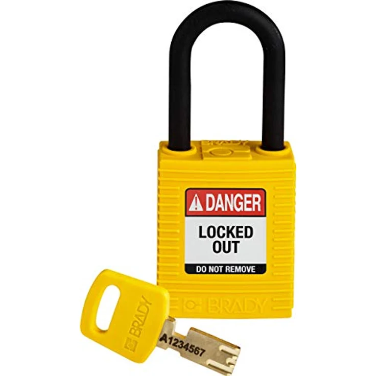 Brady (NYL-YLW-38PL-KA3PK) SafeKey Nylon Lockout-Vorhängeschloss Mit Nylon Bügel 38.00 mm Gelb KA - Gleichschließende Schlösser 3 Stück – Bild 2