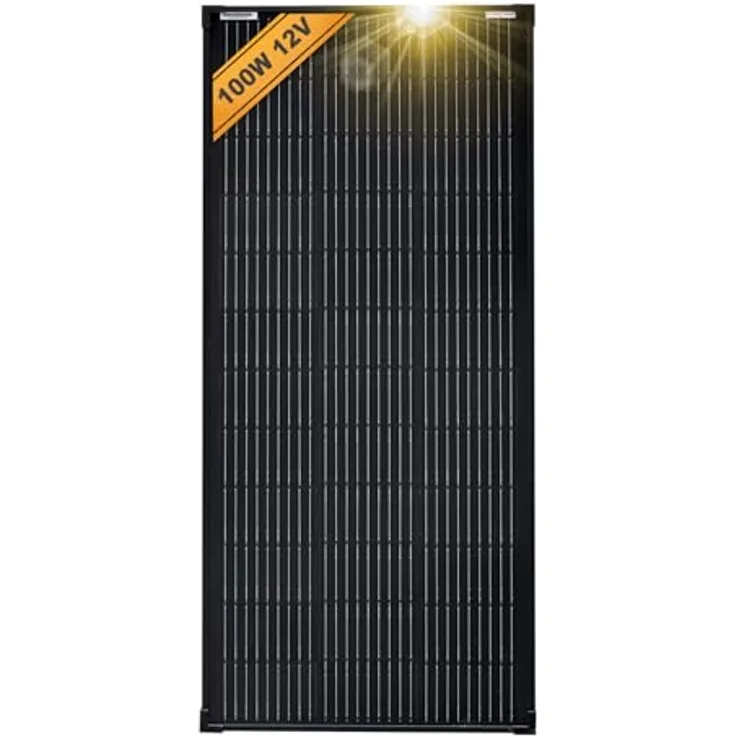 enjoy solar Full Black Monokristallin Solarmodul 100W 12V, PERC-Zellen, Leistungsgarantie bis 10 Jahre (90%) und 25 Jahre (80%), wetterfeste Oberfläche, 182mm 10BB Zellen