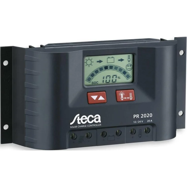Steca PR 2020 PWM, Solar-Laderegler mit optimierter Batteriepflege, 12 V, bis zu 900 Wp Modulleistung, digitales Display, Energiezähler