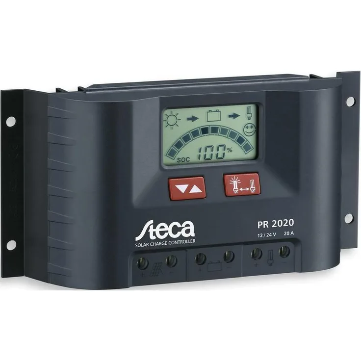 Steca PR 2020 PWM, Solar-Laderegler mit optimierter Batteriepflege, 12 V, bis zu 900 Wp Modulleistung, digitales Display, Energiezähler