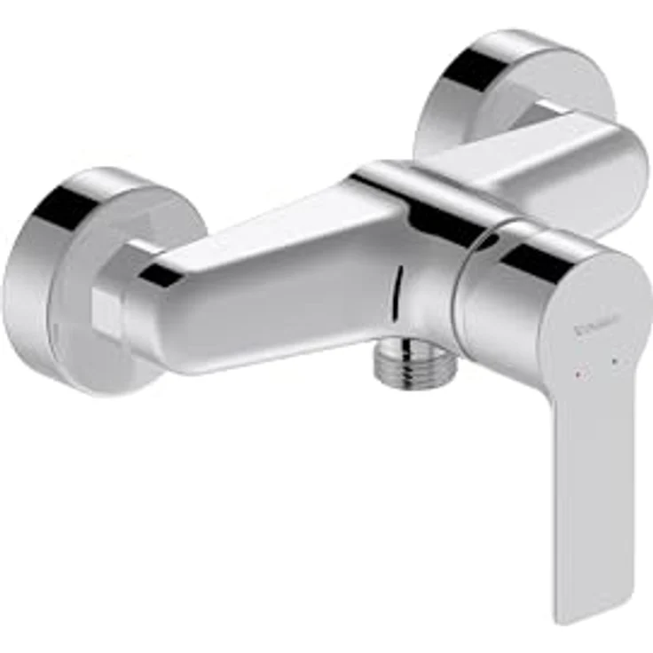 Duravit D-Code Duscharmatur Aufputz für 1 Verbraucher, Badewannenarmatur mit Rückflussverhinderer, Einhebel-Brausemischer mit Keramikmischsystem, Chrom – Bild 3