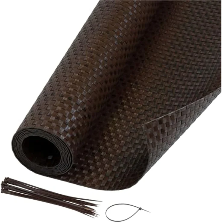Jardinion Sichtschutzmatte Rattan Optik, 0,90 x 3m, Braun-Mix, wetterfest, UV-beständig, inkl. Kabelbinder – Bild 2