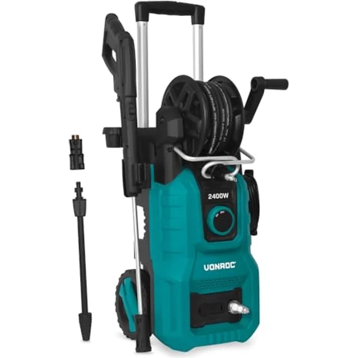 VONROC PW512AC Hochdruckreiniger 2400W, max. Druck 180 bar, Fördermenge 420 l/h, 8-teiliges Set, Schlauchtrommel, Aluminium Pumpe, V24 Serie – Bild 1