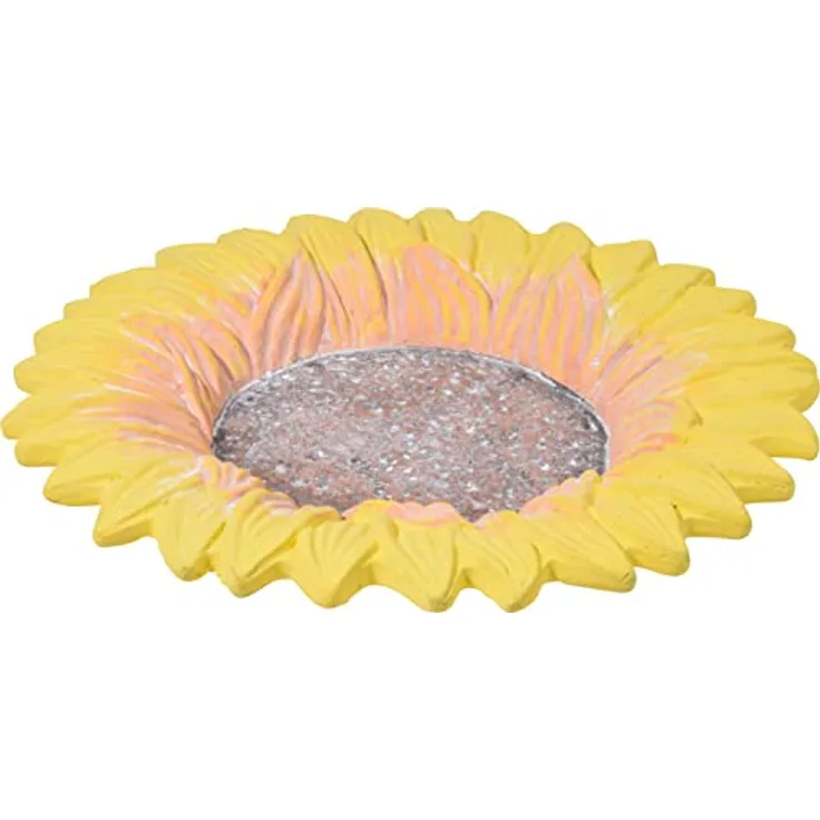dobar® 12980e Insektentränke Fiore - Großes Insektenbad aus Zement - Vogelbecken für Wildvögel - Wassertränke Sonneblume für Garten/Terrasse/Balkon - 30,5 x 30,5 x 4 cm - Gelb
