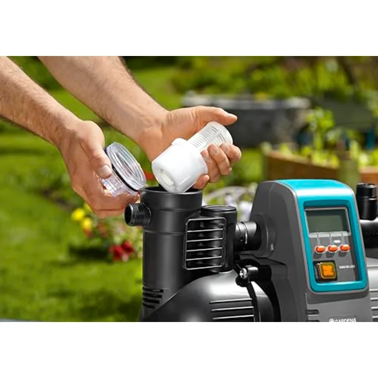 GARDENA Comfort Hauswasserautomat 5000-5E LCD: Hauswasserpumpe mit LC-Display, energiEsparend, Fördermenge 5000 l/h, 1300W Motor mit Thermoschutzschalter, Trockenlaufsicherung (1759-20) Hauswasserwerk 50 / 5,0 m 5 bar Ansaughöhe 8 m – Bild 2