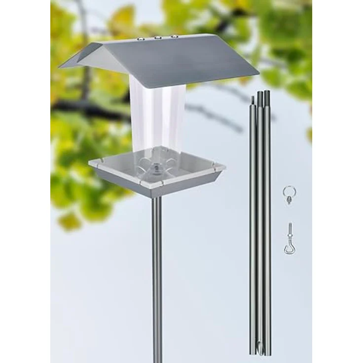 BOLD Vogelhaus mit Ständer wetterfest/Vogelhaus zum Aufhängen (Robustes Vogelfutterhaus zum Hinstellen oder Aufhängen, Bird Feeder Futterstation für Wildvögel) 1,40m Höhe – Bild 2