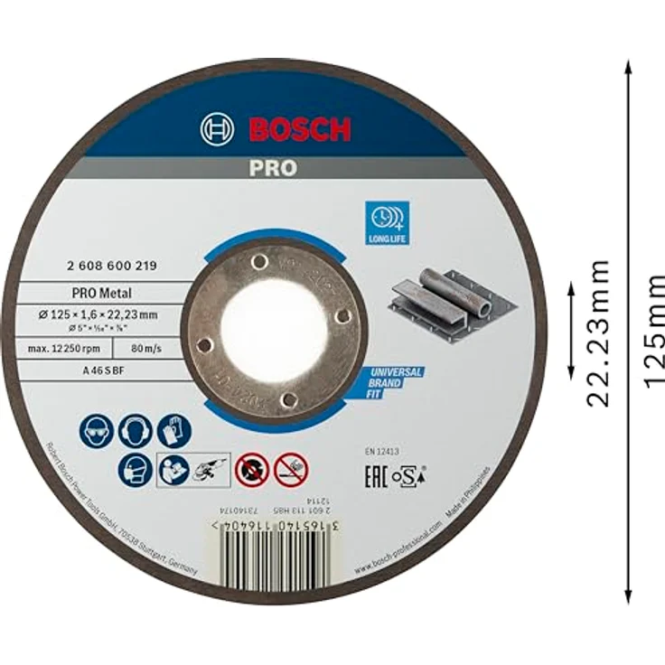 Bosch 2 608 600 219 - Winkelschleifer-Zubehör (12,5 cm, Grau, 1,6 mm, 1 Stück(e)) – Bild 2