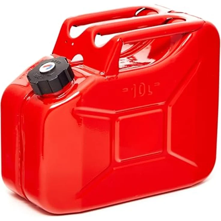 BW® Benzinkanister Metall 2x 10 Liter, RAL 3000, mit Schraubverschluss und Ausgießer, TÜV-geprüft, UN-zugelassen, Made in Europe – Bild 2