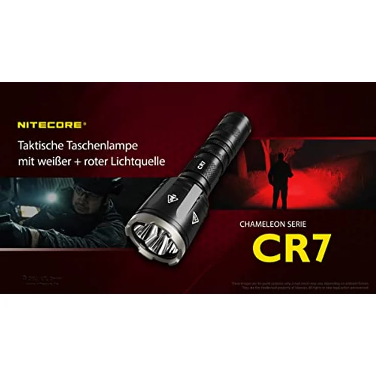 Nitecore Chameleon CR7 Jagdlampe, 2500 Lumen Weißlicht, 540 Lumen Rotlicht, LED Taschenlampe, 280 m Leuchtweite, schwarz – Bild 2