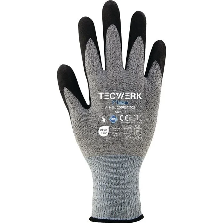 ASATEX AG Handschuhe Flex Gr.9 grau/schwarz, Arbeitshandschuhe mit Nitril-Mikroschaum-Beschichtung, EN 388 PSA II, atmungsaktiv, touchscreenfähig, VE: 12 Paare