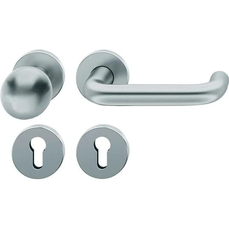 FSB Rosettengarnitur 12 1070, Türgriff aus Edelstahl F69 rund PZ DIN links/rechts, ASL®-Standardlagerung, für Türstärken 39-58 mm, zertifiziert nach EN 1906 Klasse 4 – Bild 1