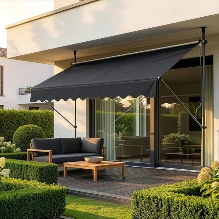 Klemmmarkise 300x120x200-300cm Markise Balkonmarkise -ohne Bohren- Protec – Bild 2