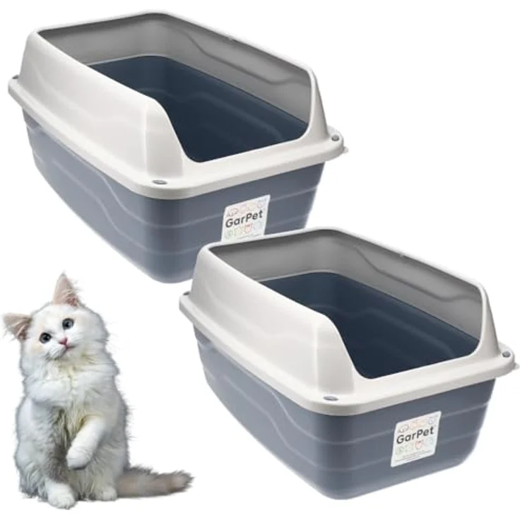 2X Katzenklo Hoher Rand Extra hohe Katzentoilette offen Katzenklo mit hohem Rand groß ohne Deckel Doppelpack Sparpaket – Bild 1