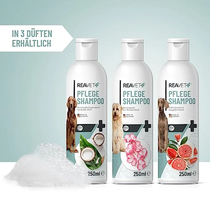 ReaVET Hundeshampoo mit Kokosöl 250ml – Pflegeshampoo Kokos für Hunde, Vitale Haut, Fellglanz, Kämmbarkeit, Shampoo Hund, natürliche Inhaltsstoffe – Bild 5