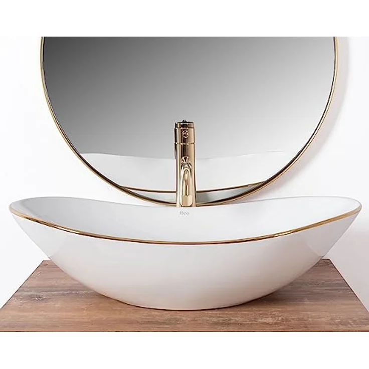 wohnwerk.idee Aufsatzwaschbecken Waschbecken Royal Gold Weiß 60,5x36cm – Bild 4