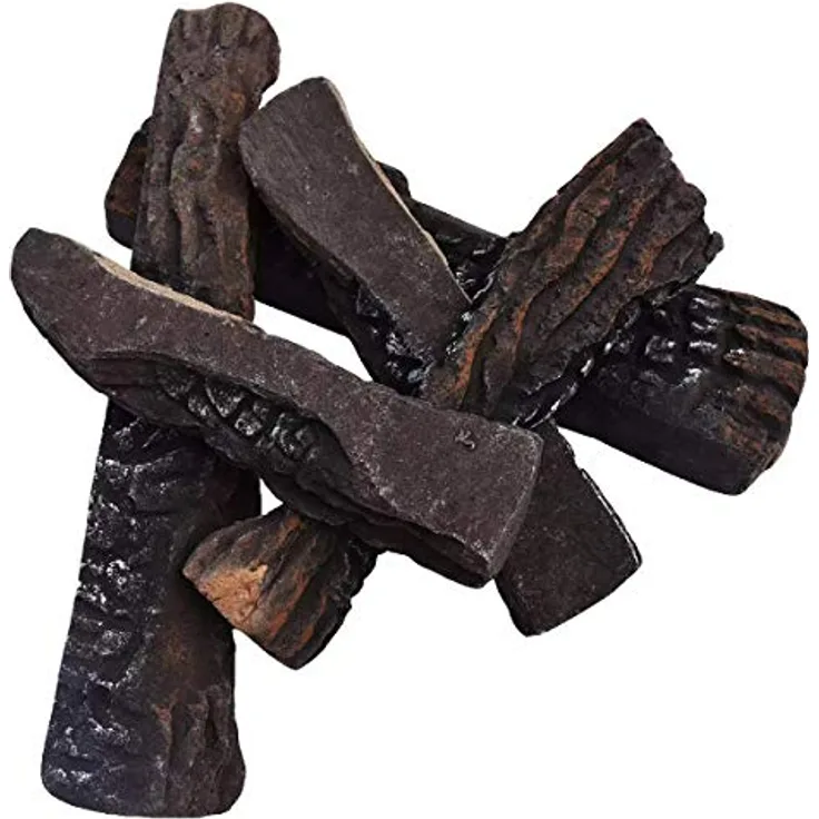 Elementi Brennholz Keramik in Fallholz-Optik, braun