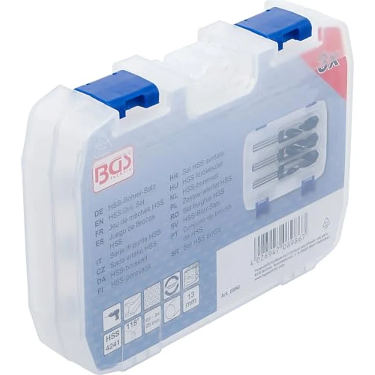 BGS HSS-Bohrer-Satz 3-tlg., Größen 22-24-25 mm, verjüngter Schaft 13 mm – Bild 5