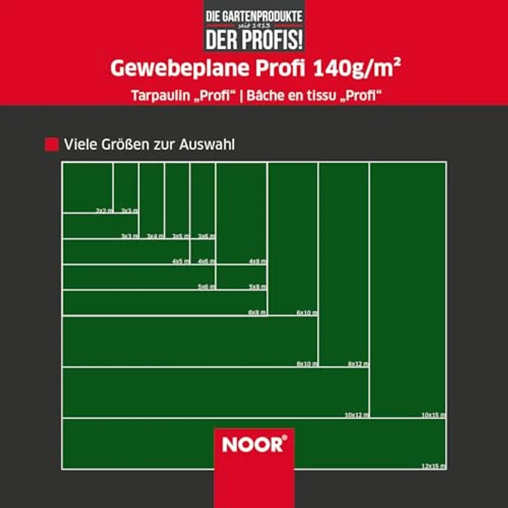 NOOR Abdeckplane Profi 140g-m² Gewebeplane ca. Größe 3x5 m Farbe grün – Bild 5