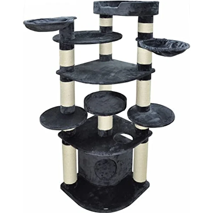 nanook Kratzbaum XXL Katzenbaum, Gigant Deluxe II, Premium Qualität, dunkel grau, für große und schwere Katzen, 15 cm Ø Krätzstämme – Bild 2