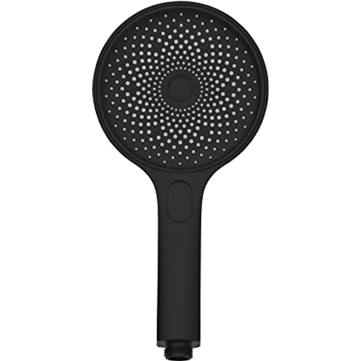 WENKO Softwater Duschkopf, 3 Strahlarten, Universalhandbrause spritzarm und leise in der Funktion, Duschbrause, super sanftes Wasser dank mehr Düsen am Brausekopf, Duschkopf Ø 13 cm, ABS Schwarz matt