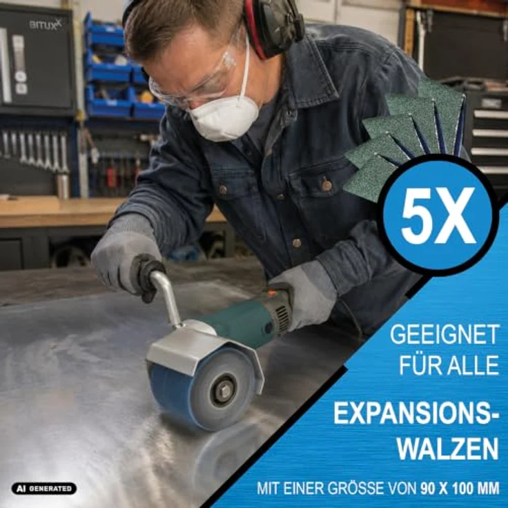 MS-Point 5 x Schleifband Schleifhülse, Körnung 80, 100x284mm für Satiniermaschine Expansionswalzen – Bild 3