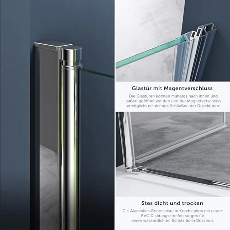 doporro Duschtür Nischentür dusche Duschabtrennung 70x195cm ESG-Sicherheitsglas Klarglas Einzeltür Teramo24K mit Hebe- und Senkmechanismus – Bild 5