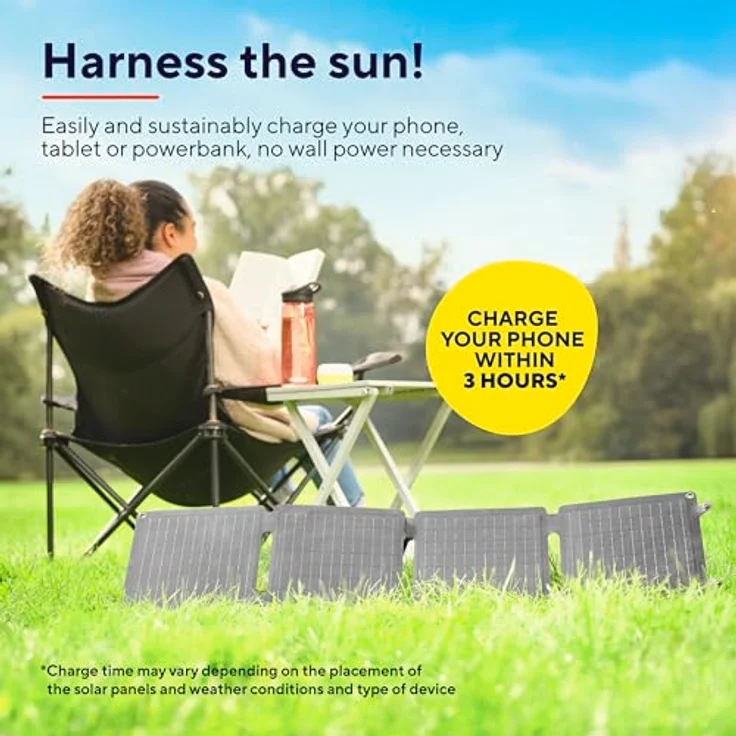 Trust Zuny 40W Solarpanel, tragbares Solarmodul mit integriertem Ständer für mobiles Laden – Bild 5