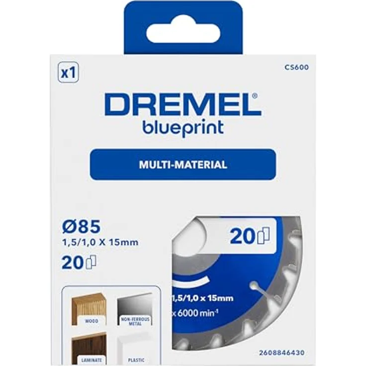 DREMEL Blueprint Multi-Material Kreissägeblatt 85 x 1,5/1 x 15mm (CS600), Hartmetall für präzise Schnitte, kompatibel mit Dremel Kompaktkreissäge – Bild 2