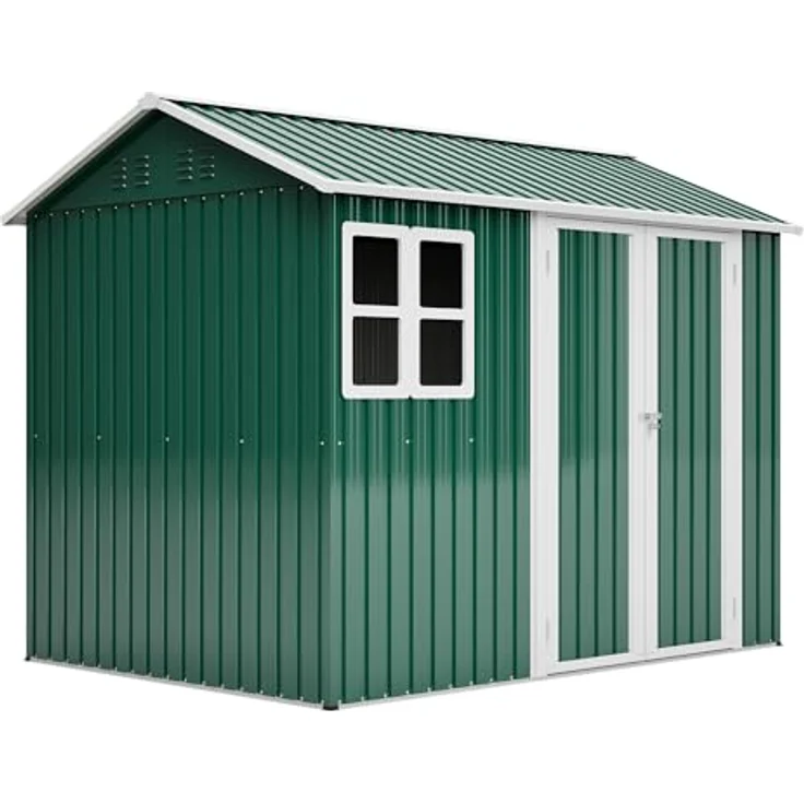 Thanaddo Gartenhaus 8x6 ft, multifunktionaler Gartenschuppen mit Sprossenfenstern, wasserdicht und UV-geschützt – Bild 1