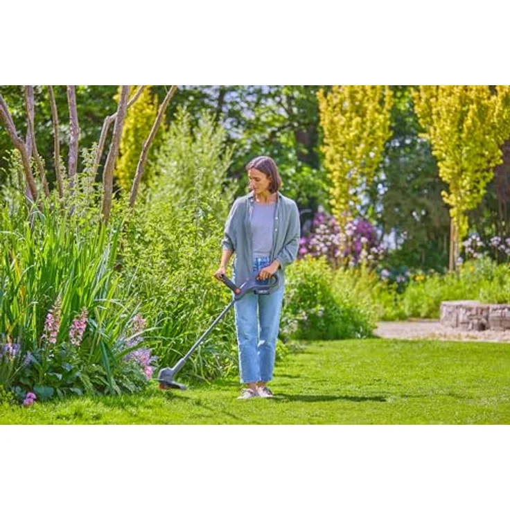 Gardena EasyTrim 25/18 V Set, Akku-Trimmer mit 25 cm Schnittkreisdurchmesser und automatischer Fadenverlängerung, leicht und ergonomisch – Bild 4