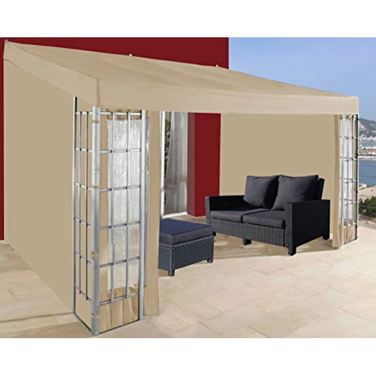 Quick Star Pavillonseitenteil Rank, sandbeige, 300x400 cm mit Fenster, für Garten und Terrasse, 3 Elemente – Bild 4