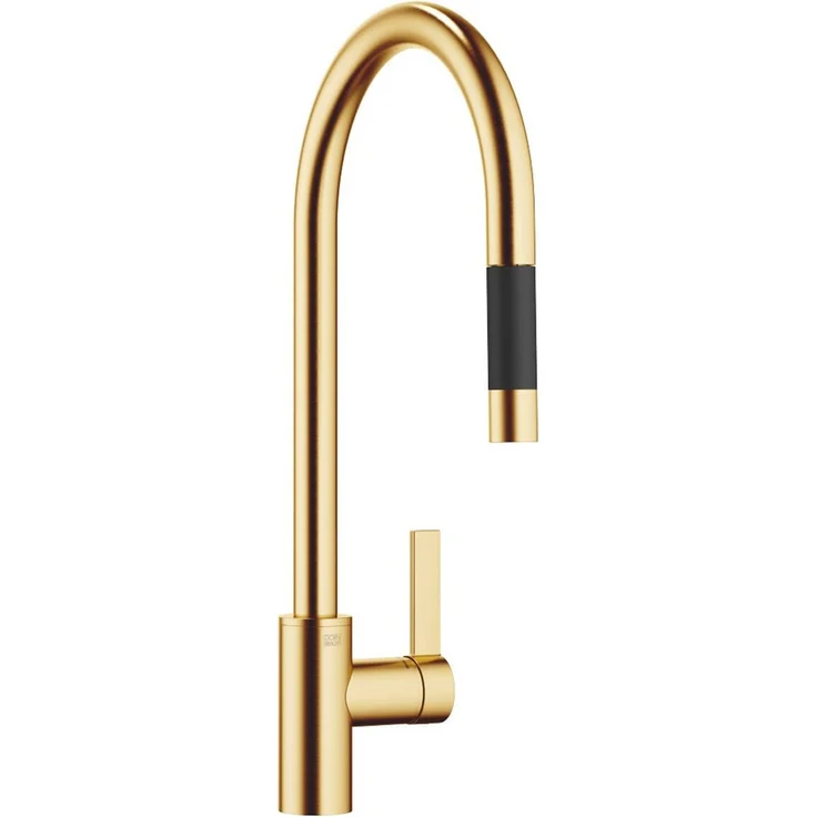 Dornbracht Küchenarmatur 33870875-28, Einhebelmischer mit Ausziehbrause, matte Goldfarbe, schwenkbar 360°