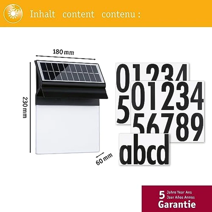 Paulmann Solar LED Hausnummernleuchte IP44 3000K 14lm Schwarz – Bild 5